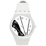 White and Black  Round Plastic Sport Watch (M)