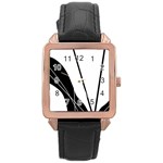 White and Black  Rose Gold Leather Watch 