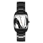 White and Black  Stainless Steel Barrel Watch