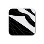White and black decorative design Rubber Coaster (Square) 