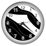 White and black decorative design Wall Clocks (Silver) 