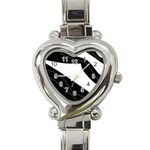 White and black decorative design Heart Italian Charm Watch