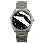 White and black decorative design Sport Metal Watch