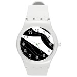 White and black decorative design Round Plastic Sport Watch (M)