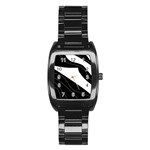 White and black decorative design Stainless Steel Barrel Watch