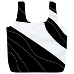 White and black decorative design Full Print Recycle Bags (L) 