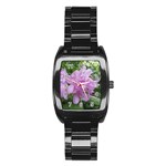 Purple Rhododendron Flower Stainless Steel Barrel Watch