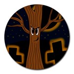 Halloween - Cemetery evil tree Round Mousepads