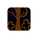 Halloween - Cemetery evil tree Rubber Square Coaster (4 pack) 