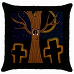 Halloween - Cemetery evil tree Throw Pillow Case (Black)