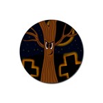 Halloween - Cemetery evil tree Rubber Round Coaster (4 pack) 