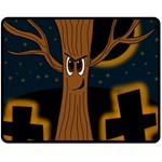 Halloween - Cemetery evil tree Fleece Blanket (Medium) 