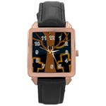 Halloween - Cemetery evil tree Rose Gold Leather Watch 