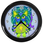 Peacock Tabby Wall Clocks (Black)