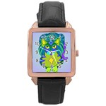 Peacock Tabby Rose Gold Leather Watch 