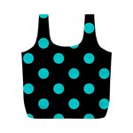 Polka Dots - Cyan on Black Full Print Recycle Bag (M)