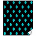 Polka Dots - Cyan on Black Canvas 8  x 10 