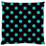 Polka Dots - Cyan on Black Standard Flano Cushion Case (One Side)