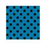 Polka Dots - Black on Cerulean Small Satin Scarf  (Square)
