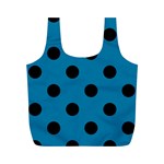 Polka Dots - Black on Cerulean Full Print Recycle Bag (M)