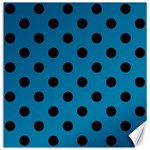 Polka Dots - Black on Cerulean Canvas 16  x 16 