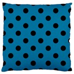 Polka Dots - Black on Cerulean Large Cushion Case (One Side)