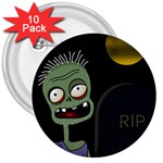 Halloween zombie on the cemetery 3  Buttons (10 pack) 