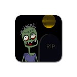 Halloween zombie on the cemetery Rubber Coaster (Square) 