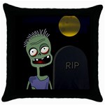 Halloween zombie on the cemetery Throw Pillow Case (Black)