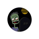 Halloween zombie on the cemetery Rubber Coaster (Round) 