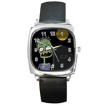 Halloween zombie on the cemetery Square Metal Watch
