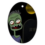 Halloween zombie on the cemetery Oval Ornament (Two Sides)