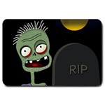 Halloween zombie on the cemetery Large Doormat 