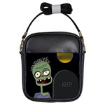 Halloween zombie on the cemetery Girls Sling Bags