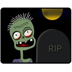 Halloween zombie on the cemetery Fleece Blanket (Medium) 