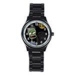 Halloween zombie on the cemetery Stainless Steel Round Watch