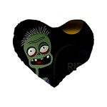 Halloween zombie on the cemetery Standard 16  Premium Flano Heart Shape Cushions