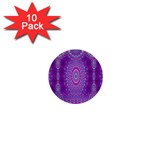 India Ornaments Mandala Pillar Blue Violet 1  Mini Buttons (10 pack) 