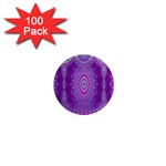 India Ornaments Mandala Pillar Blue Violet 1  Mini Magnets (100 pack) 