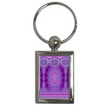 India Ornaments Mandala Pillar Blue Violet Key Chains (Rectangle) 