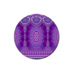 India Ornaments Mandala Pillar Blue Violet Rubber Round Coaster (4 pack) 