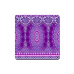 India Ornaments Mandala Pillar Blue Violet Square Magnet