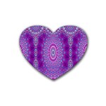 India Ornaments Mandala Pillar Blue Violet Heart Coaster (4 pack) 