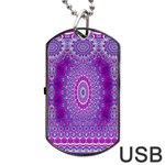 India Ornaments Mandala Pillar Blue Violet Dog Tag USB Flash (One Side)