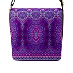 India Ornaments Mandala Pillar Blue Violet Flap Messenger Bag (L) 