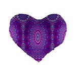 India Ornaments Mandala Pillar Blue Violet Standard 16  Premium Flano Heart Shape Cushions
