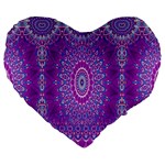India Ornaments Mandala Pillar Blue Violet Large 19  Premium Flano Heart Shape Cushions