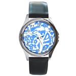 Blue summer design Round Metal Watch