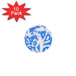 Blue summer design 1  Mini Buttons (10 pack) 