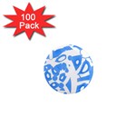 Blue summer design 1  Mini Magnets (100 pack) 